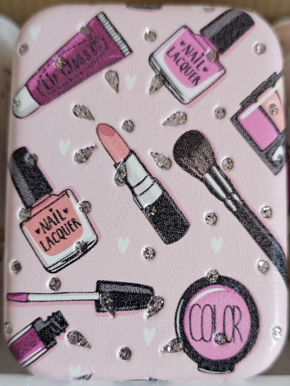 Cosmetic Print Compact Mirror - Women Makeup Accessory